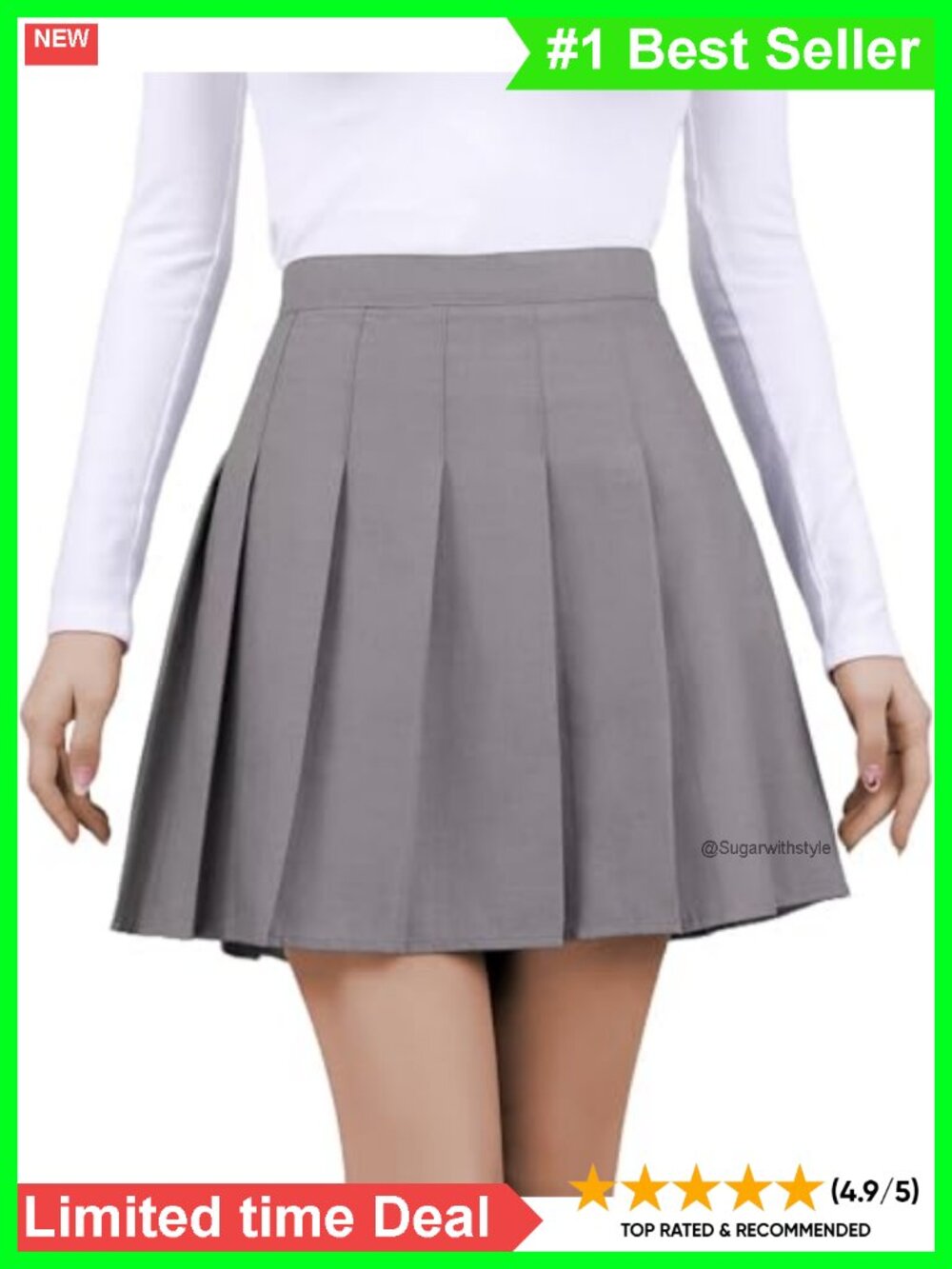Pleated Mini Skort with Built-in Shorts High Waist A-Line Tennis Skirt